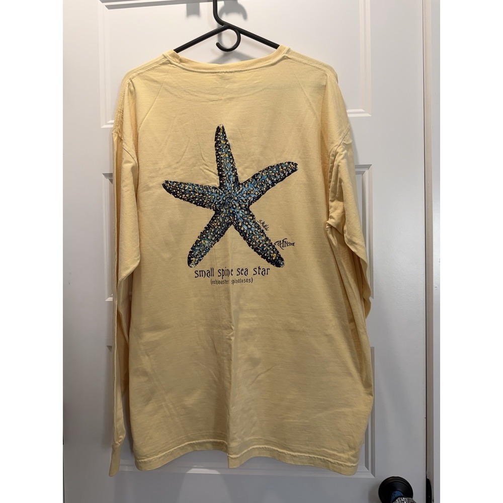 Phins‎ Small Spine Sea Star Long Sleeve Shirt XL Yellow Coastal Graphic